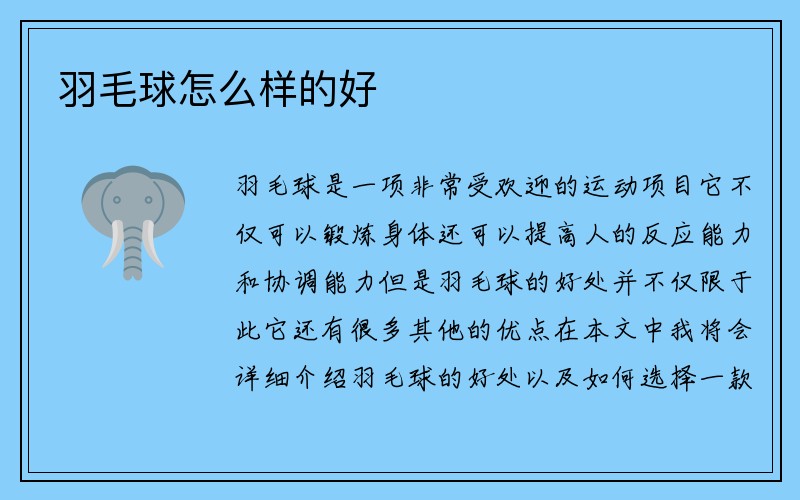 羽毛球怎么样的好