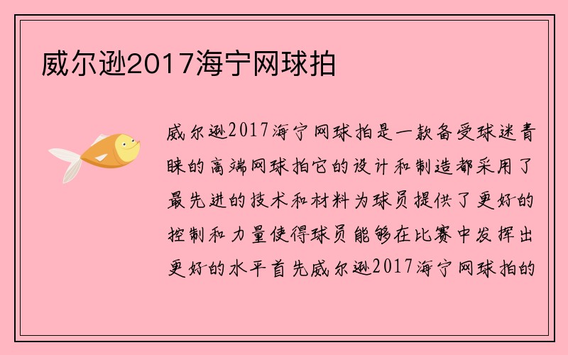 威尔逊2017海宁网球拍